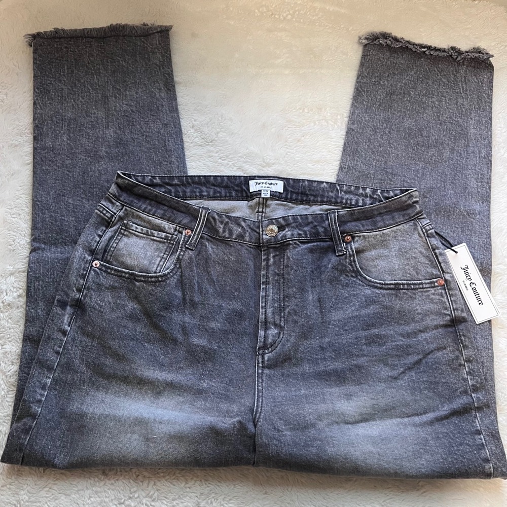 Juicy Couture Women 16W Grey Marble Wash High Rise Straight Leg Jeans JC238S NWT